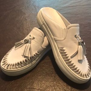 White leather slip on’s